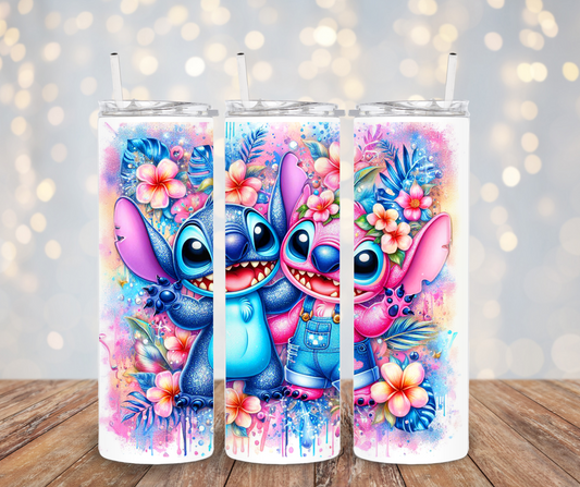 Stitch Angel floral Tumbler Transfer
