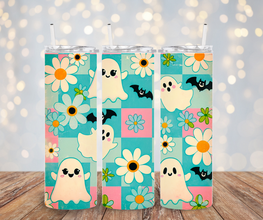 Flower ghosts Tumbler Transfer