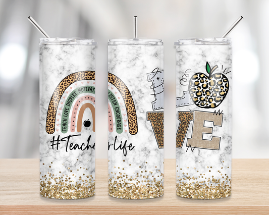 Teacher Life leopard apple Sublimation Transfer