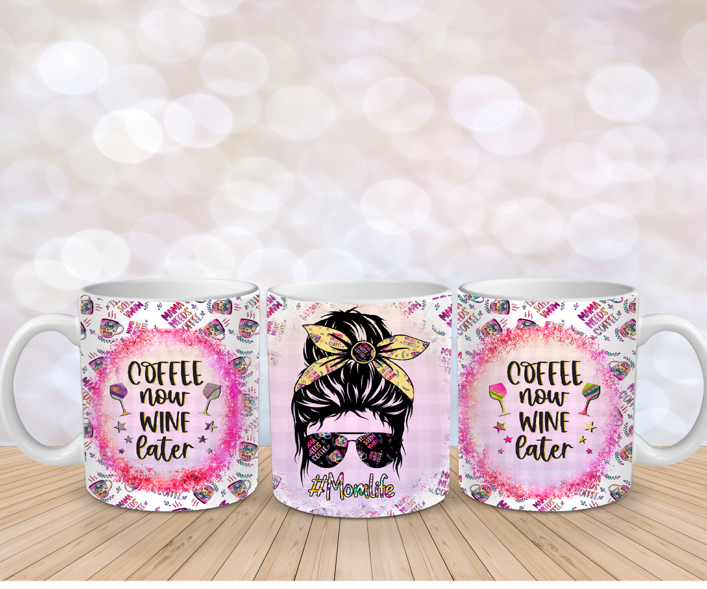 Coffee now wine later mug wrap