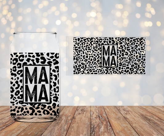Black Leopard Mama Libbey Sublimation Transfer