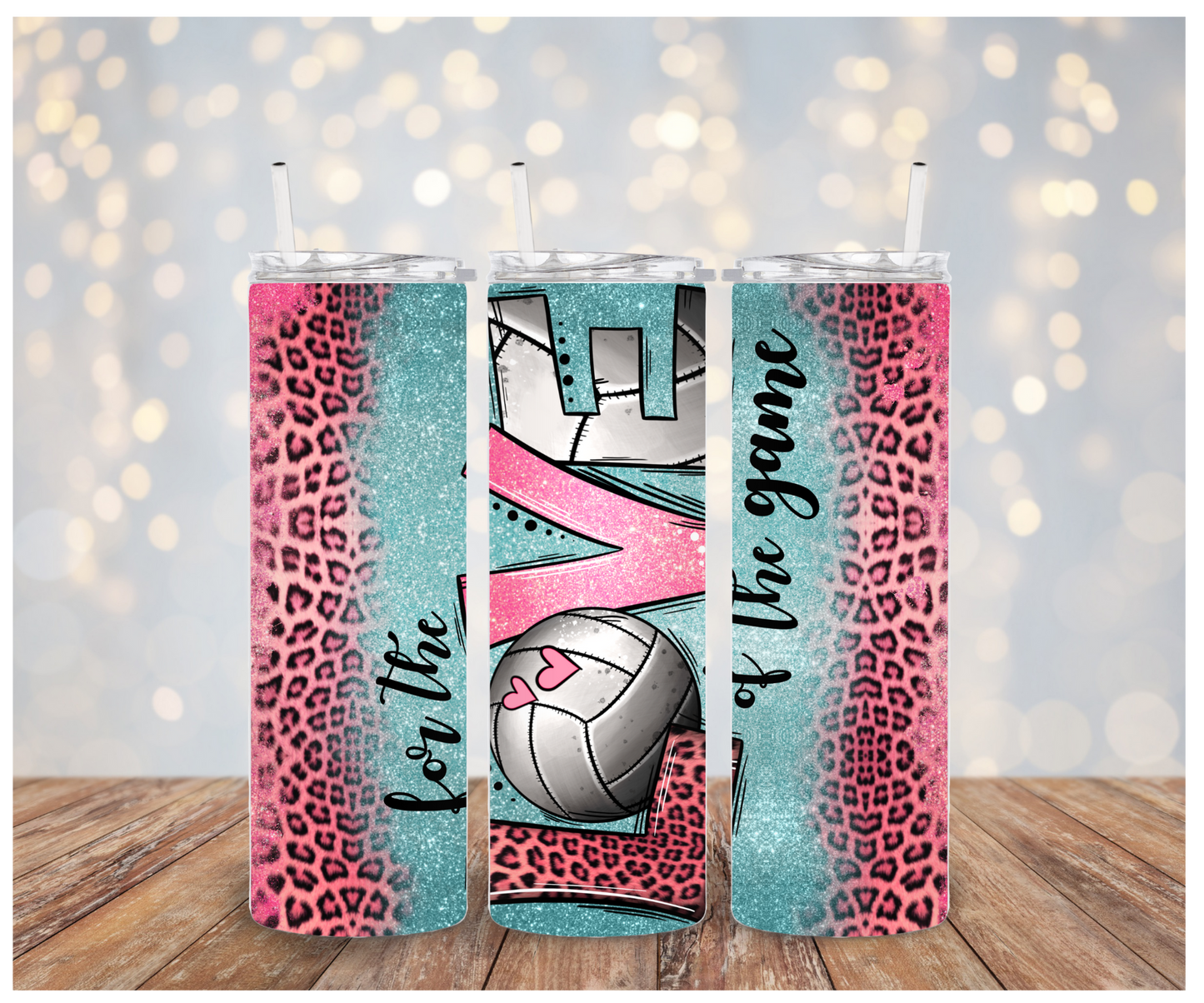 Love Volley Ball Leopard Sublimation Tumbler
