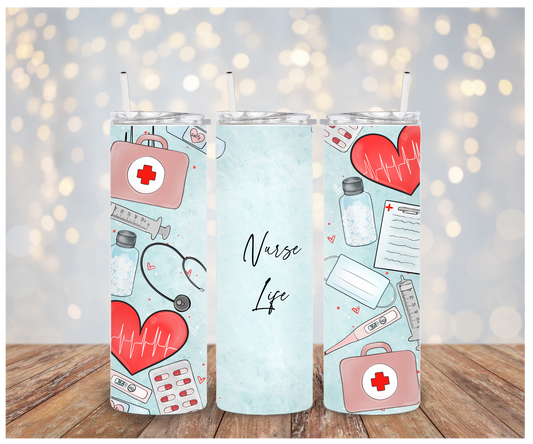 Nurse Life Light Blue Sublimation Tumbler