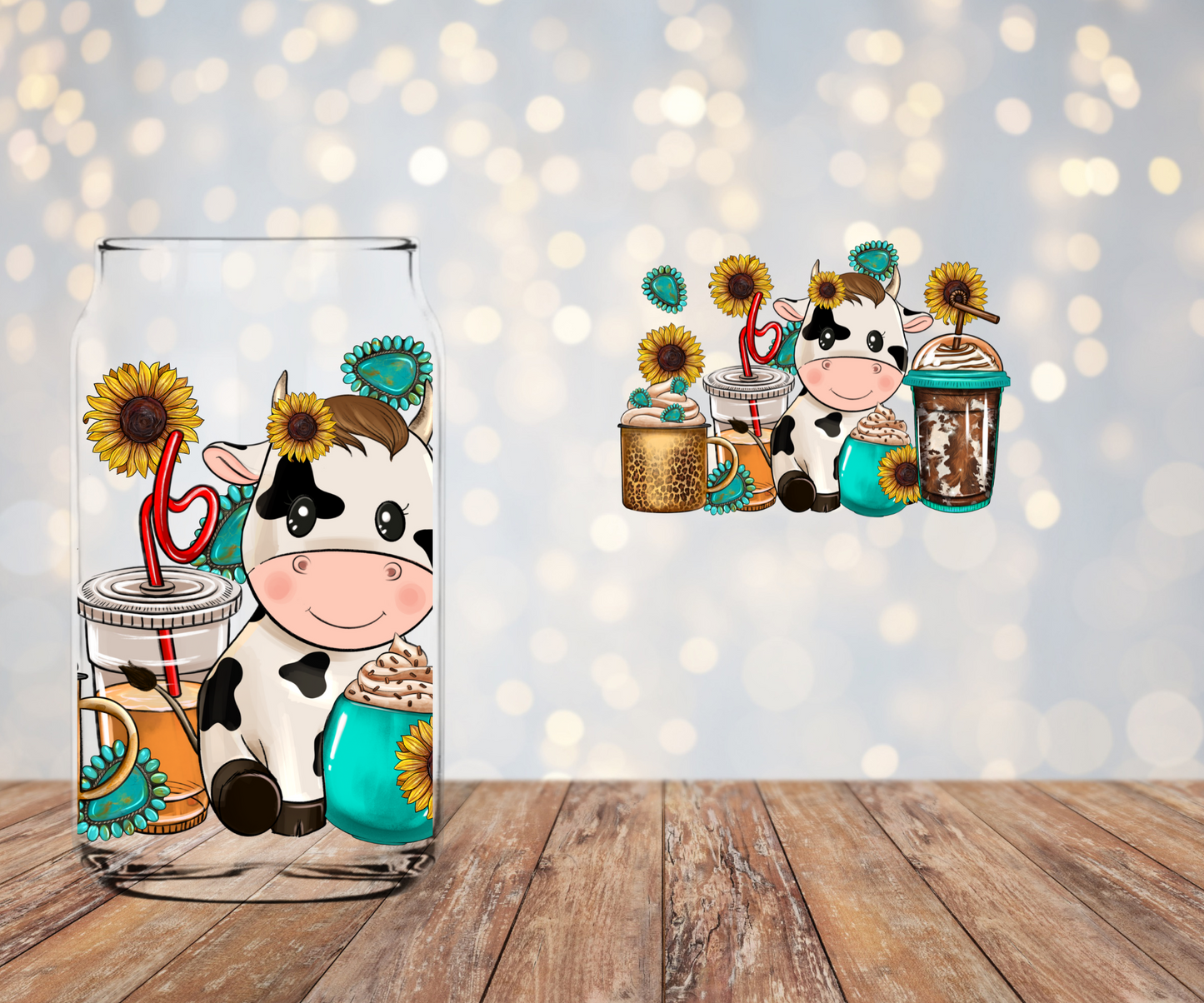 Cute Cow Libbey Sublimation Transfer
