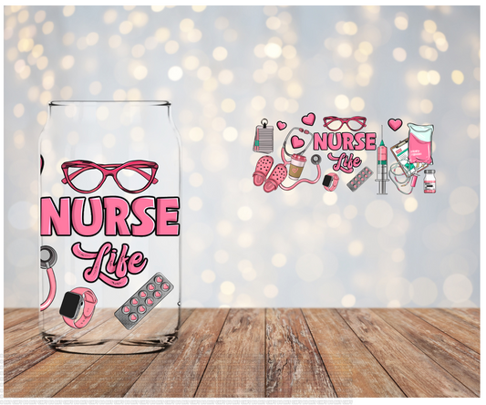 Nurse Life Pink Libbey Sublimation Transfer