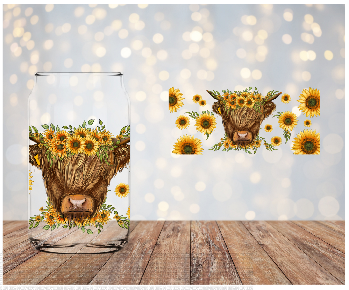 Sunflower Cow Libbey Sublimation Transfer