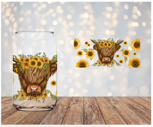 Sunflower Cow Libbey Sublimation Transfer