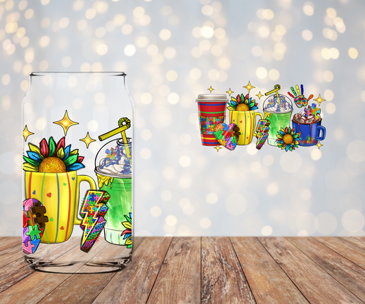 Autism Lattes Libbey Sublimation Transfer