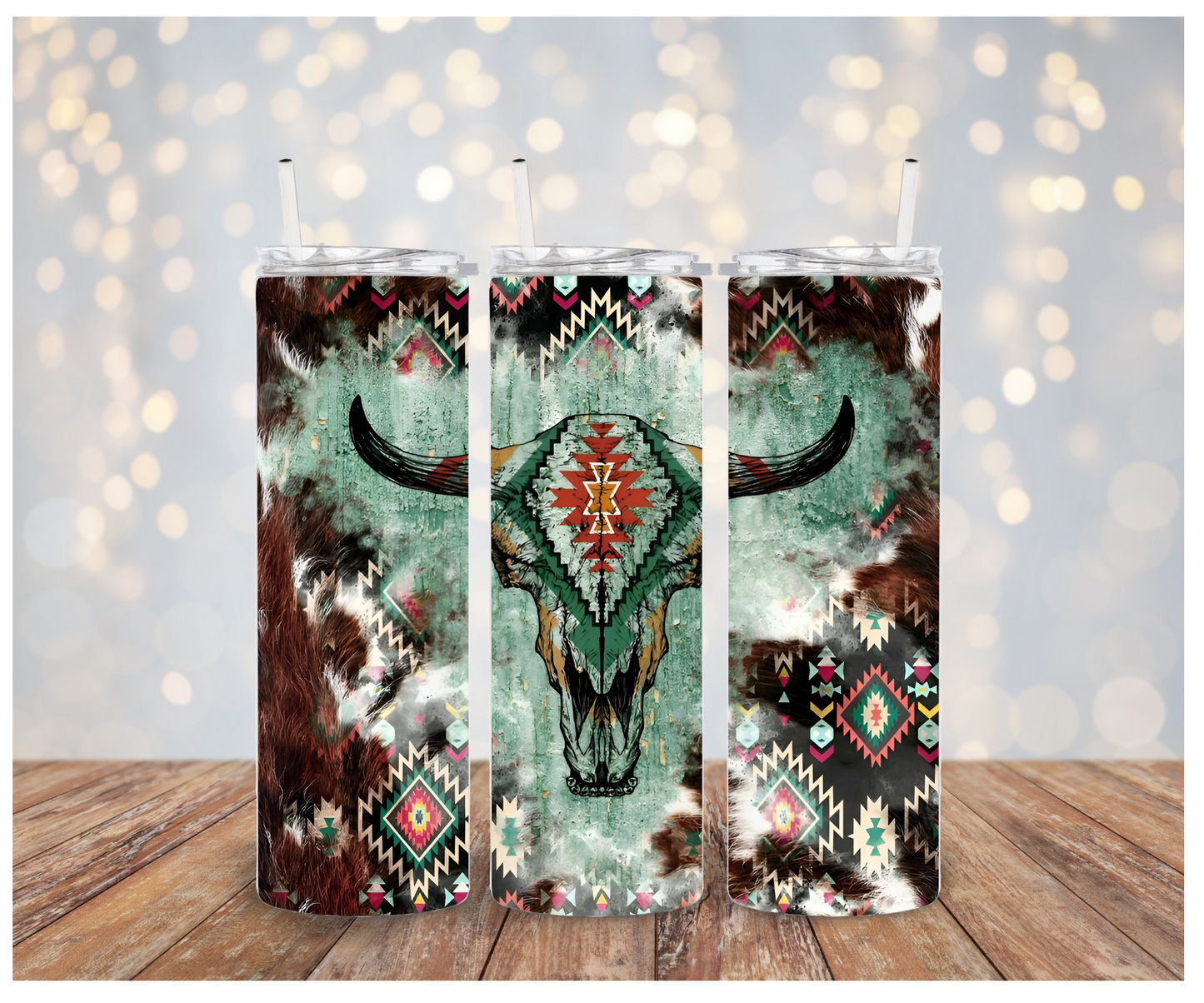 Aztec Cow Skull Sublimation Transfer