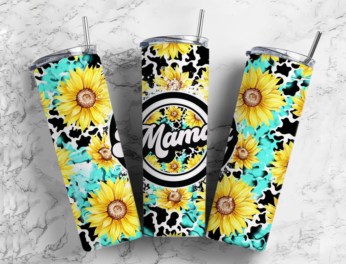 Mama Sunflowers with Turquoise Vinyl Wrap