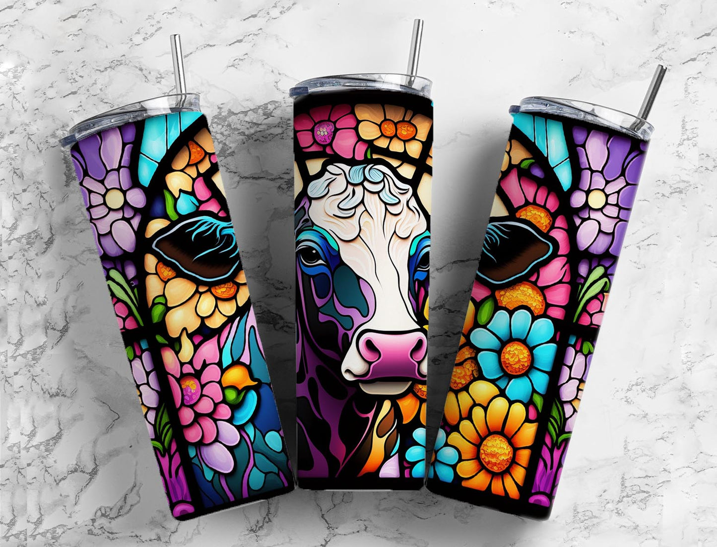 Stained Glass cow Sublimation Transfer