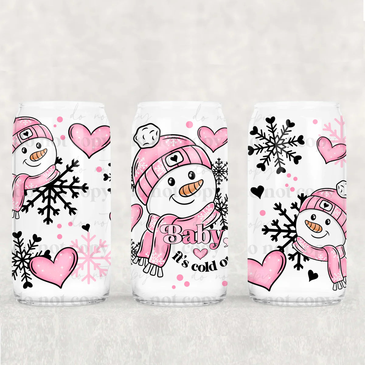 Pink Snowman  UV DTF