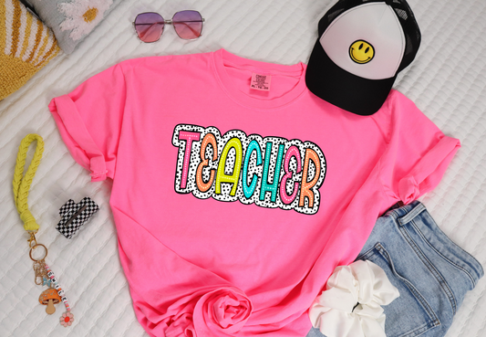 Teacher colorful Clear Film Screen Print