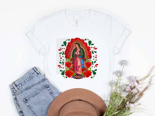 Virgen Maria red roses  Sublimation Transfer