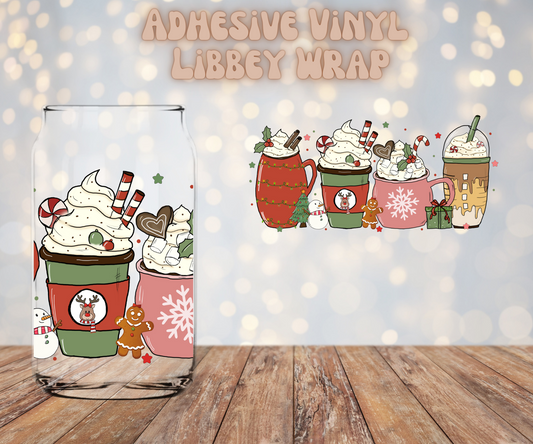 Retro Christmas Lattes 16oz Libbey Wrap