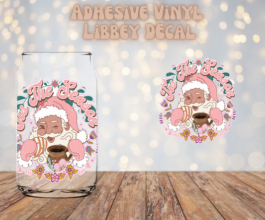 Tis The season Pink Santa Libbey Decal