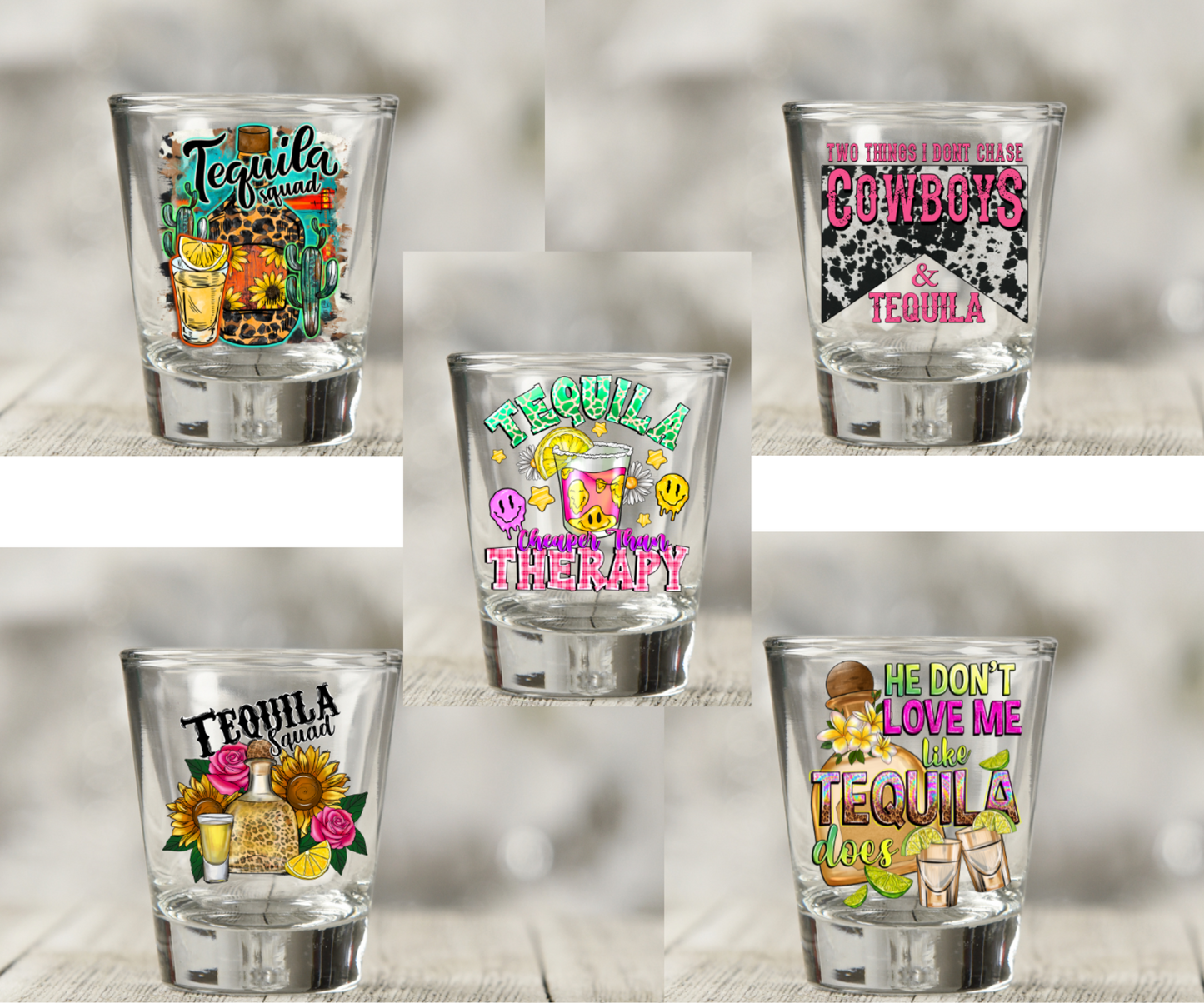 Tequila Bundle   UV DTF Shot Glass Decal