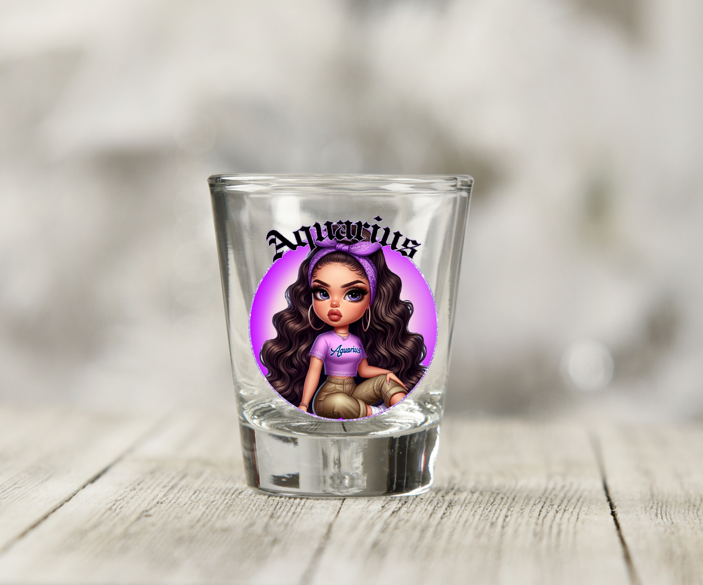 Zodiac Girls  UV DTF Shot Glass Decal