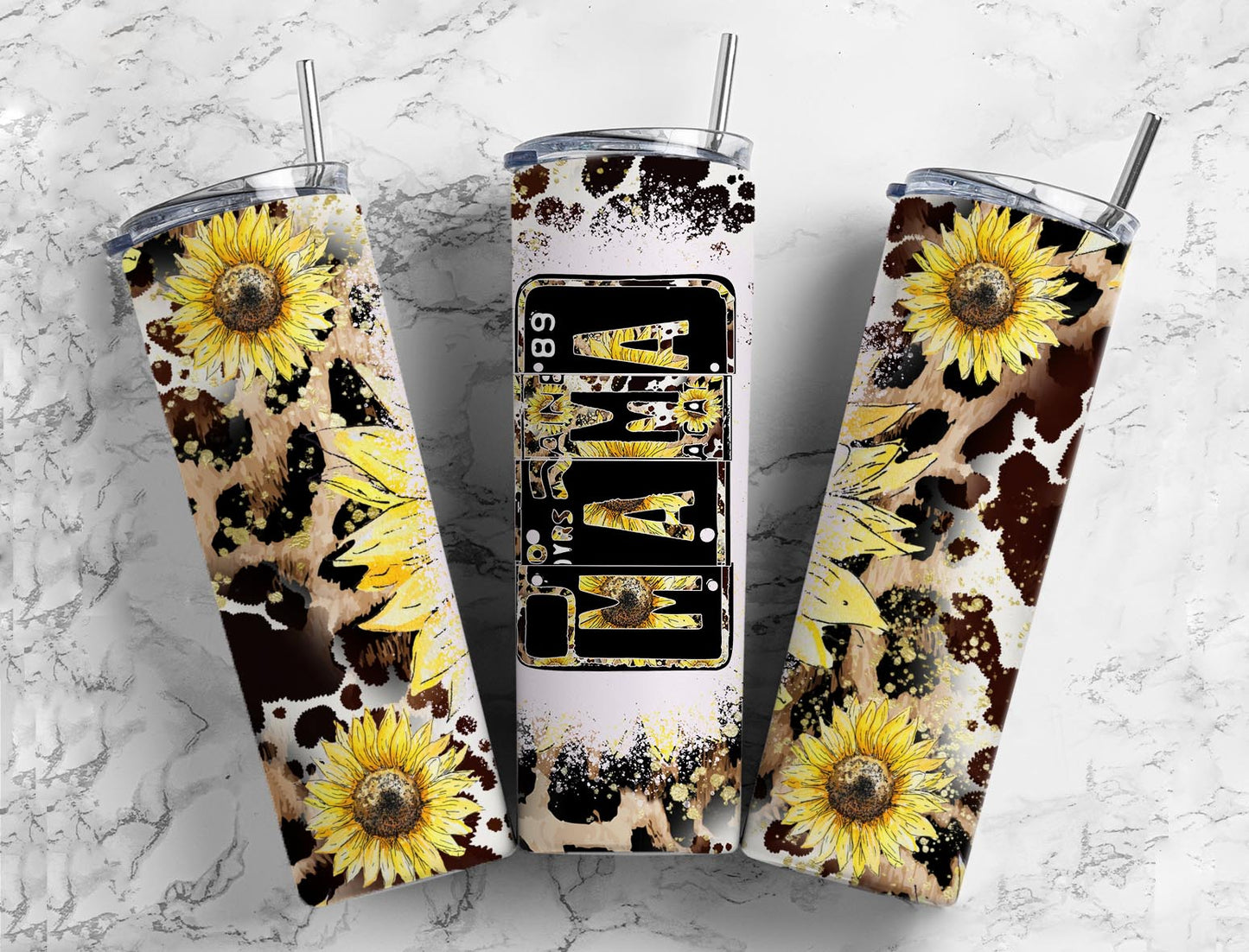 LP Mama Brown cowhide sunflowers Sublimation Transfer