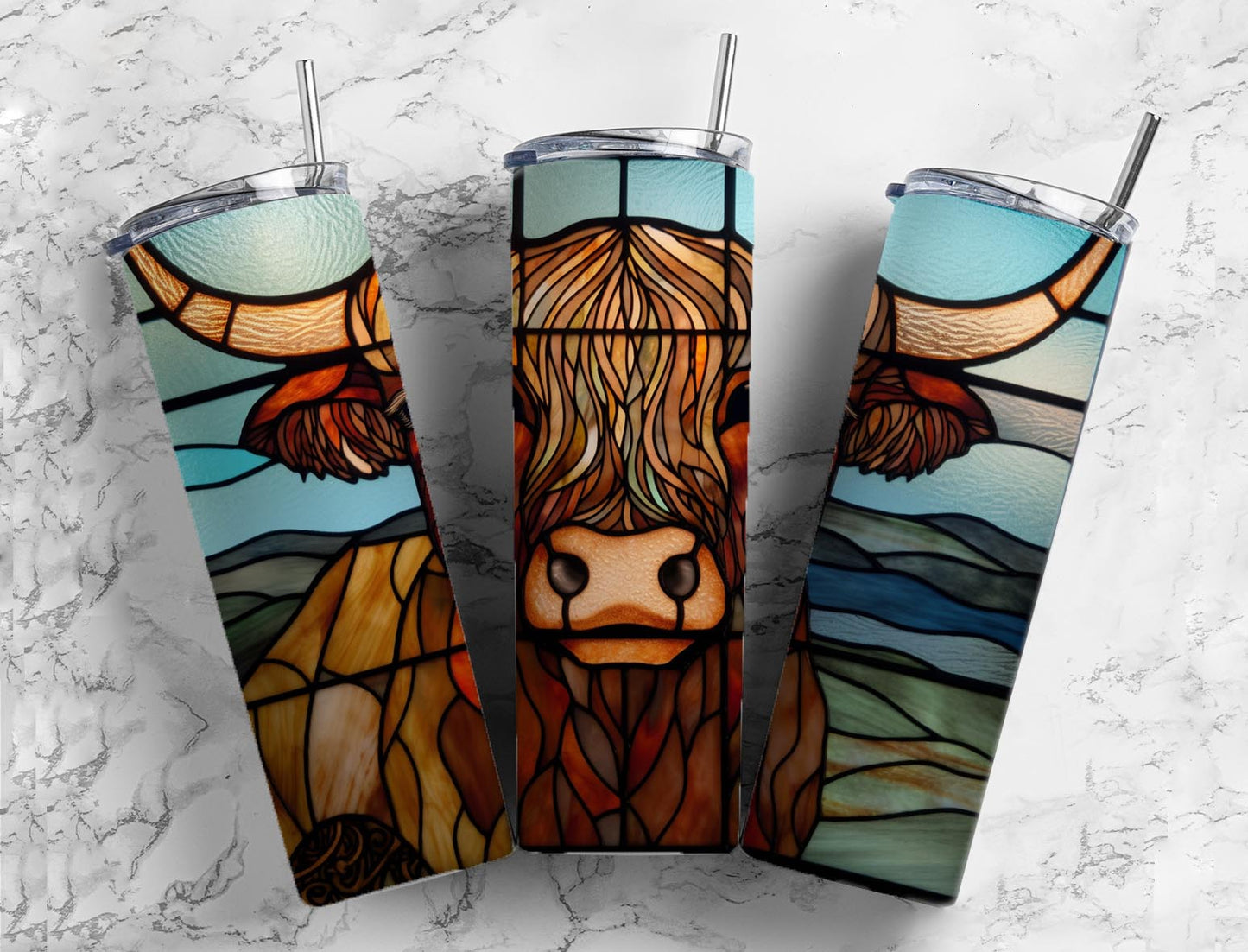 Stained glass highland cow  Vinyl  Wrap