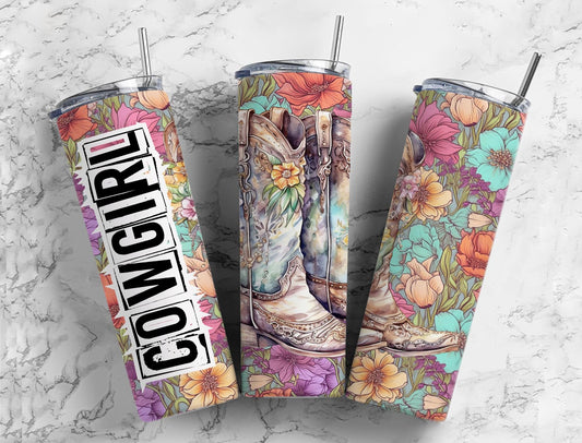 Cowgirl Boots Floral Vinyl  Wrap