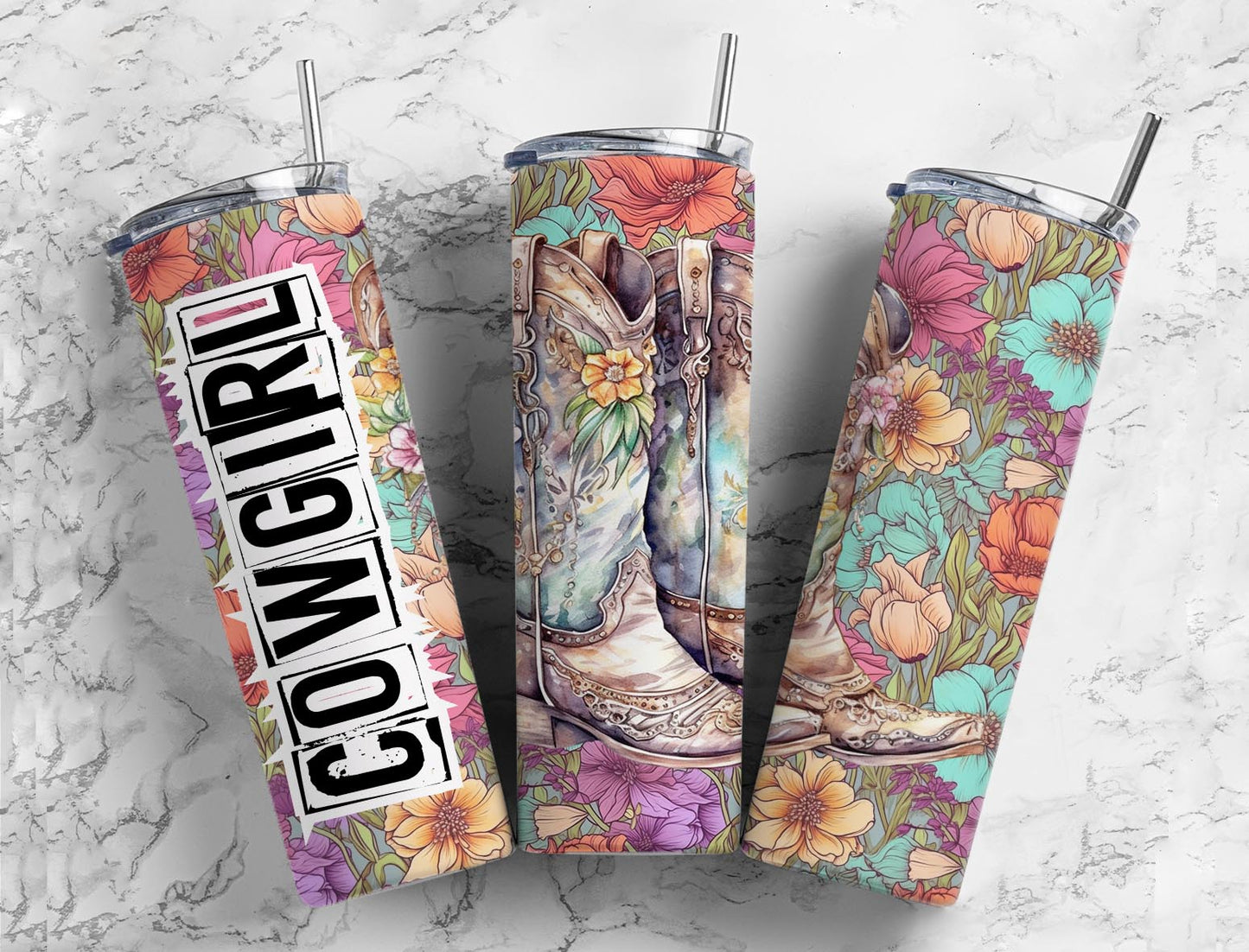 Cowgirl Floral Boots  Sublimation Transfer