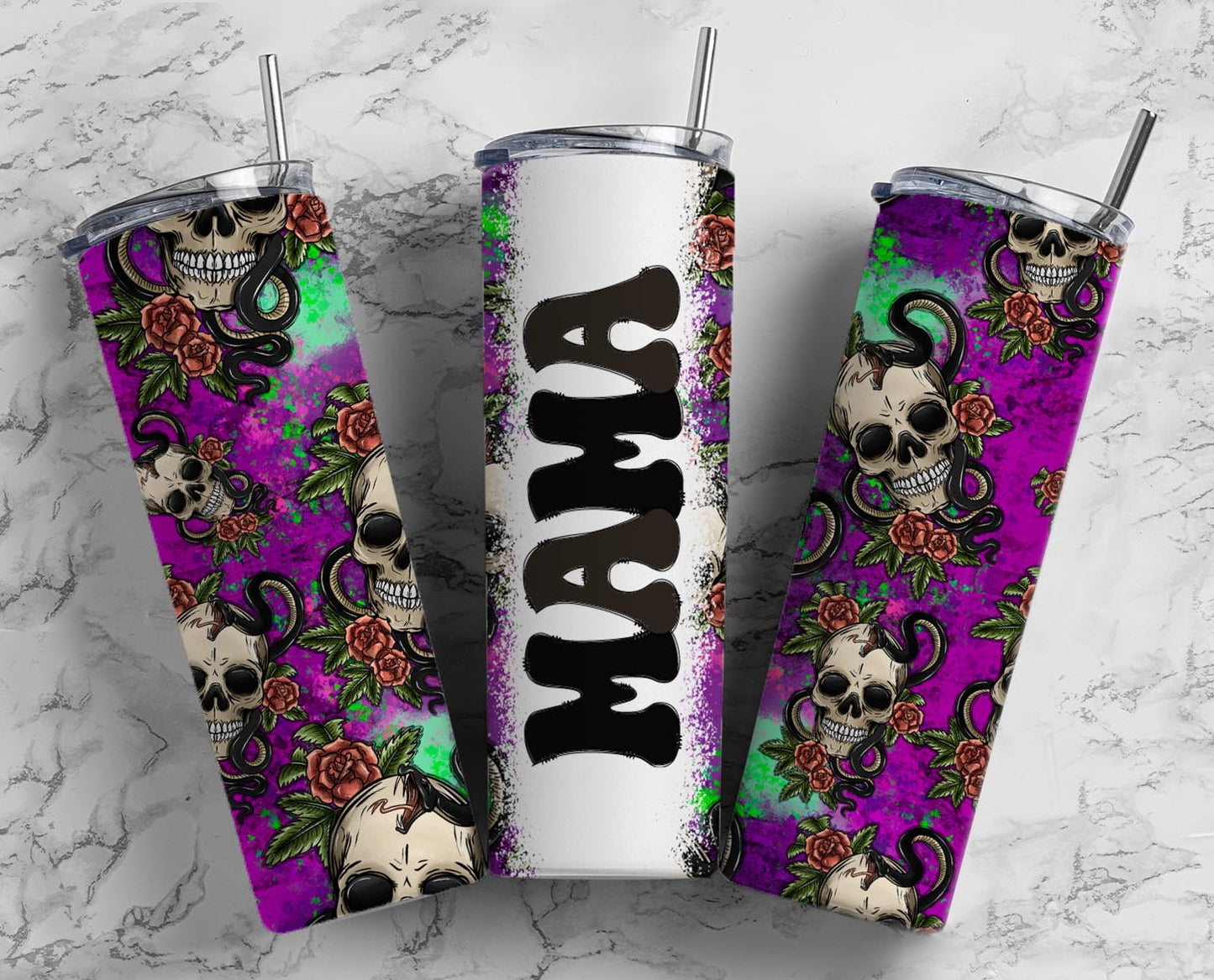 Purple Skull Mama  Sublimation Transfer