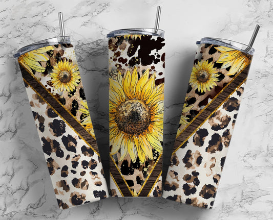 Brown Leopard Sunflower  Sublimation Transfer