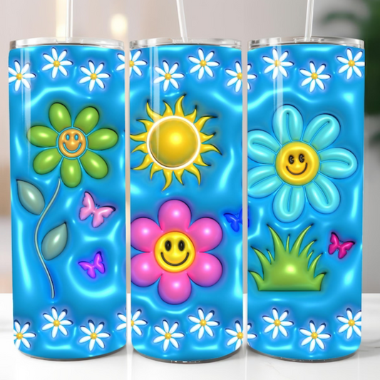 3D Happy flowers Sublimation Transfer