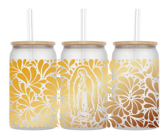 Lady of Guadalupe gold UV DTF