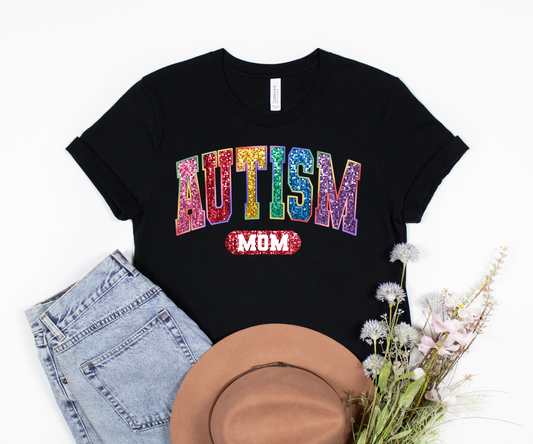 Autism Mom faux glitter  HTV