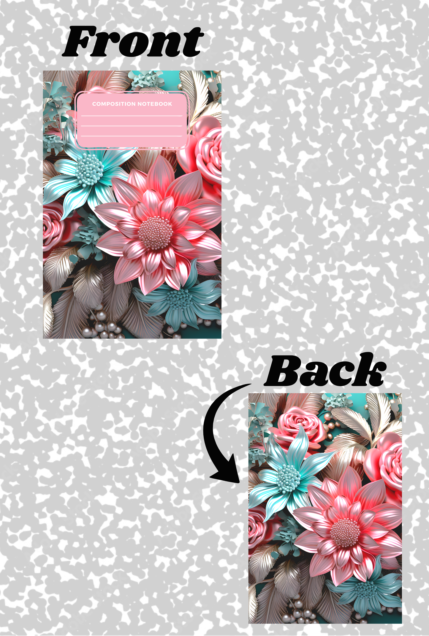pink/Teal flowers  Notebook Cover