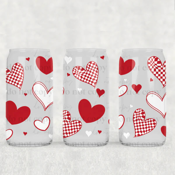 V Day checkers hearts UV DTF