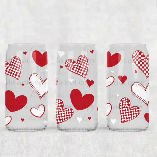 V Day checkers hearts UV DTF