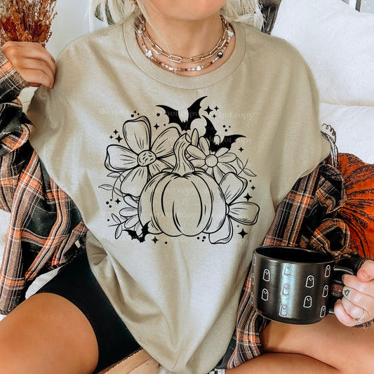 Floral Bats n Pumpkin