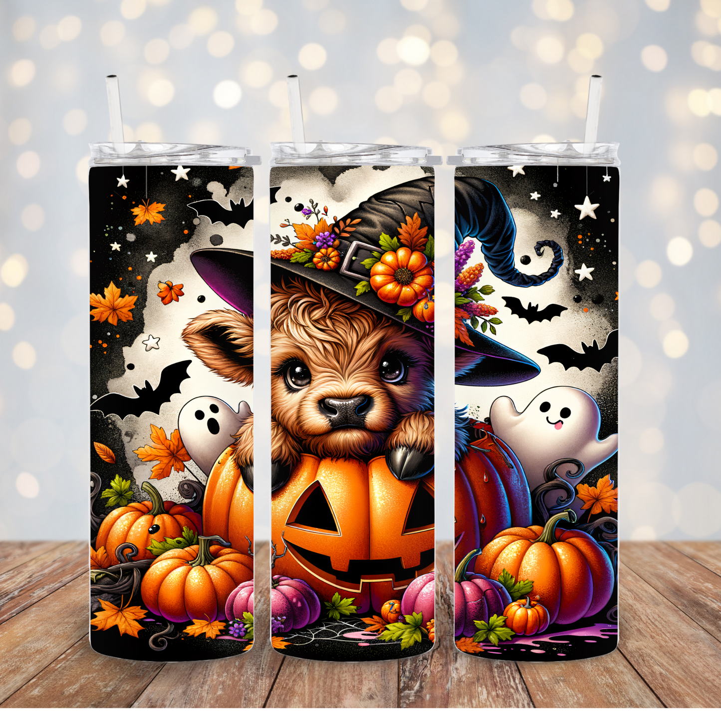 Halloween Highland Cow Tumbler Transfer