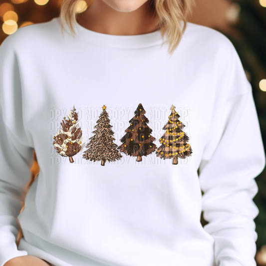 Brown print Christmas trees