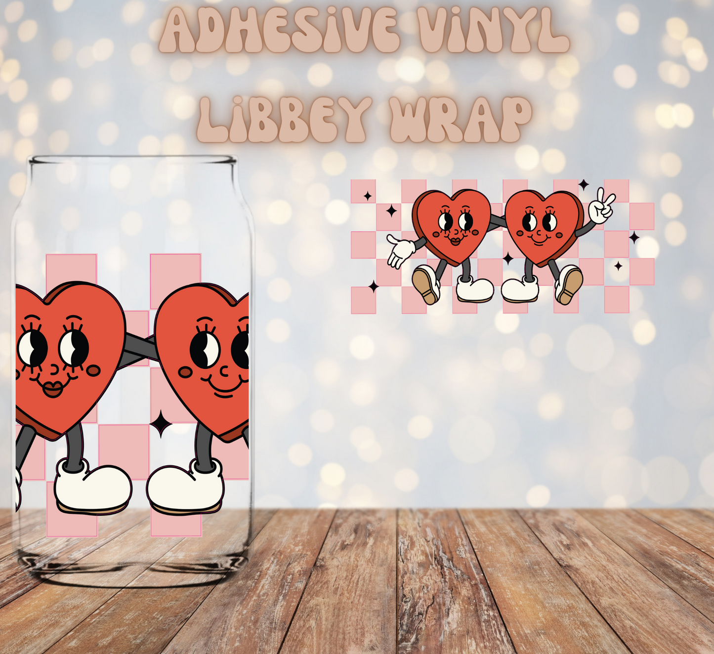 Retro Couple Heart 16oz Libbey Wrap