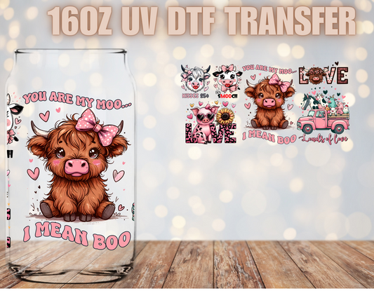 VDay Highland Cow  UV DTF Wrap