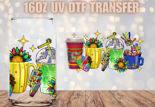 Autism cups UV DTF