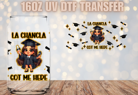 La Chancla Got me here girl black gold   UV DTF Wrap