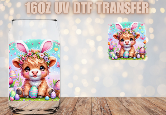 Easter Highland cow UV DTF Wrap