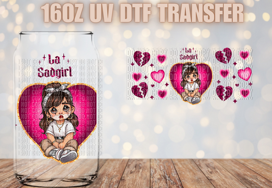La Sad girl pink  UV DTF Wrap