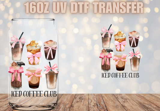 Iced Coffee club UV DTF Decal