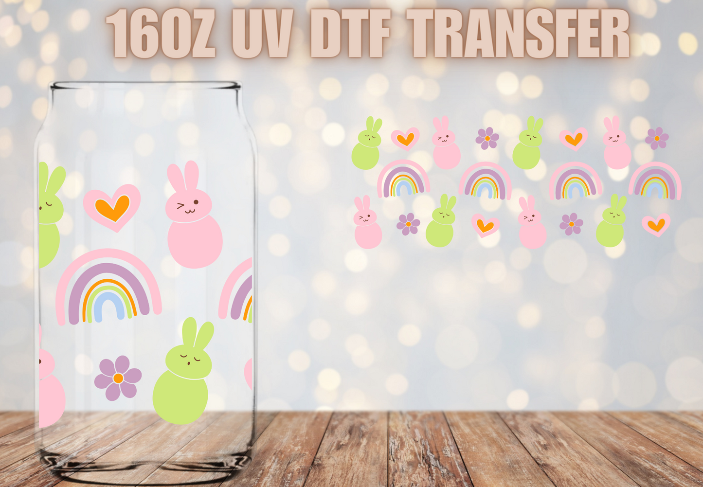 Easter Rainbows and peeps UV DTF Wrap