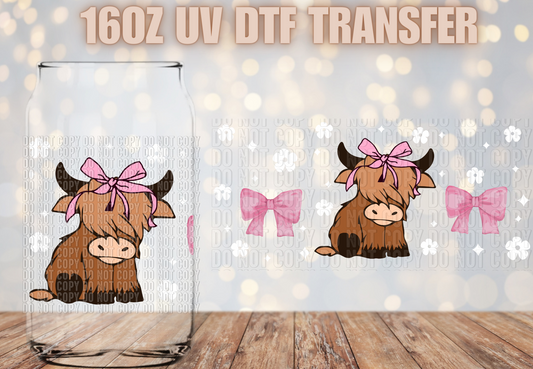 Coquette Highland Cow UV DTF Wrap