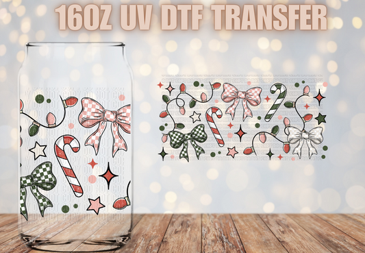 Coquette bows Christmas UV DTF