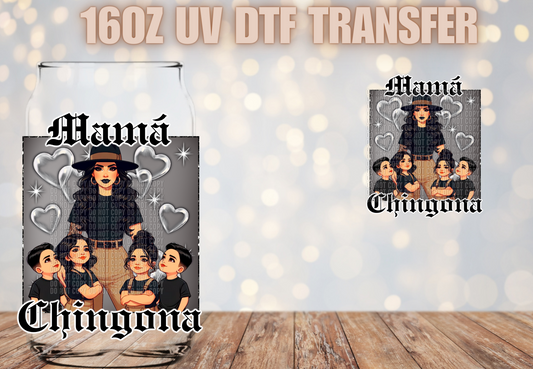 Mama Chingona 2 boys 2 girls UV DTF Decal