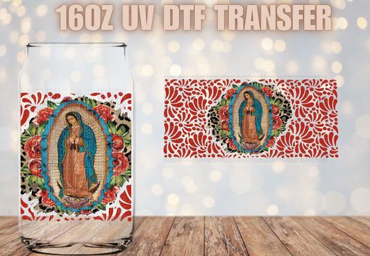 Virgen De Guadalupe Roses Talavera UV DTF