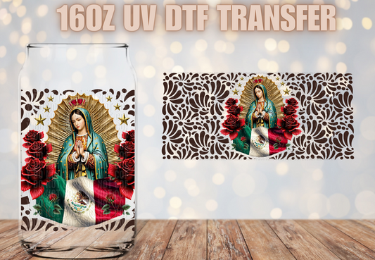 Virgen de Guadalupe Bandera talavera UV DTF